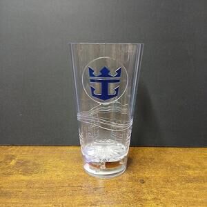 Royal Caribbean Cruises Hard Plastic Glass with Blue Blinking Lights Tumbler 6"
